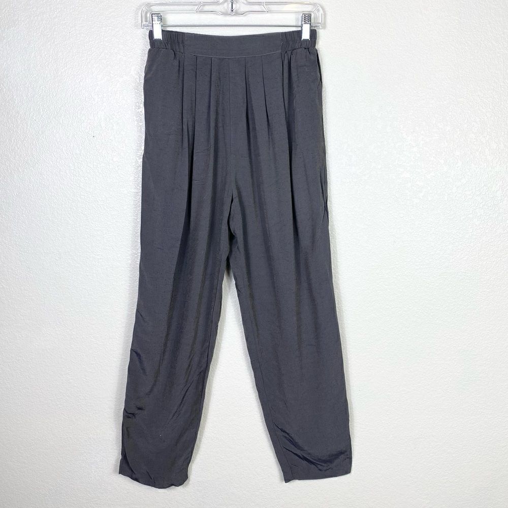 Vintage Grey Silky High Waisted Trouser Pants